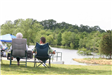 Couple Sitting in Lawn Chairs by a Lake