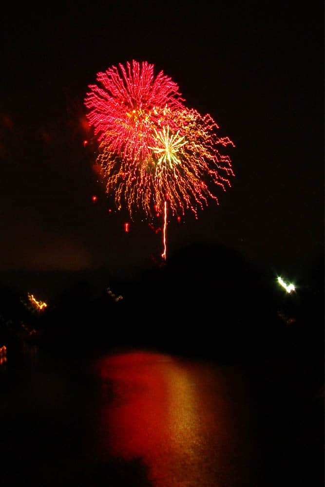 Fireworks over a Lake