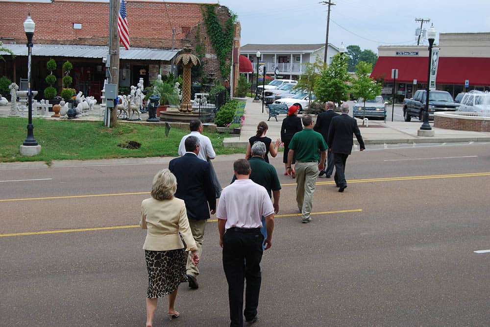 Group Crossing a Street